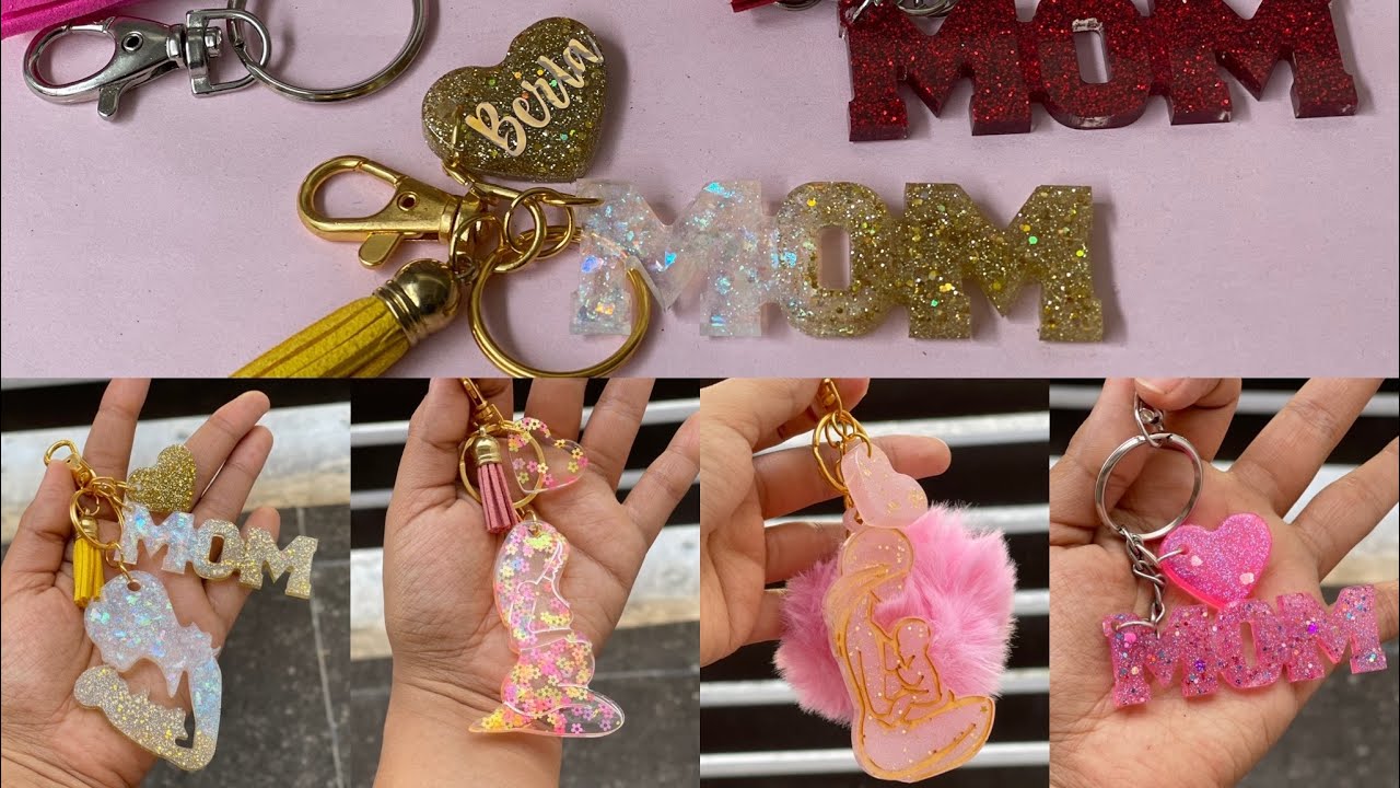 Llaveros de resina para mamá /  resin keychains for mom