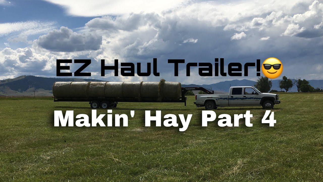 Makin’ Hay 2020 Part 4!! | EZ Haul self unloading bale trailer behind my 454 dually!?!
