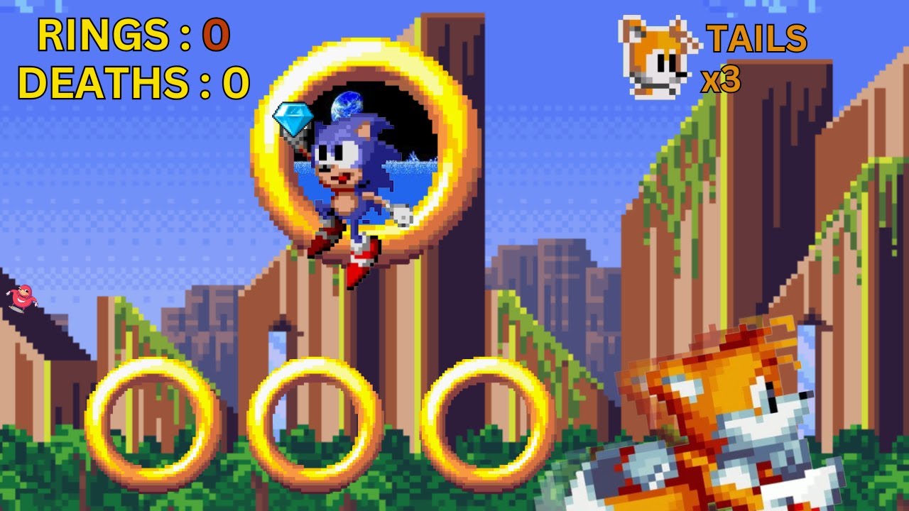 Beating Sonic Tameshi RINGLESS and DEATHLESS All Zone Saved