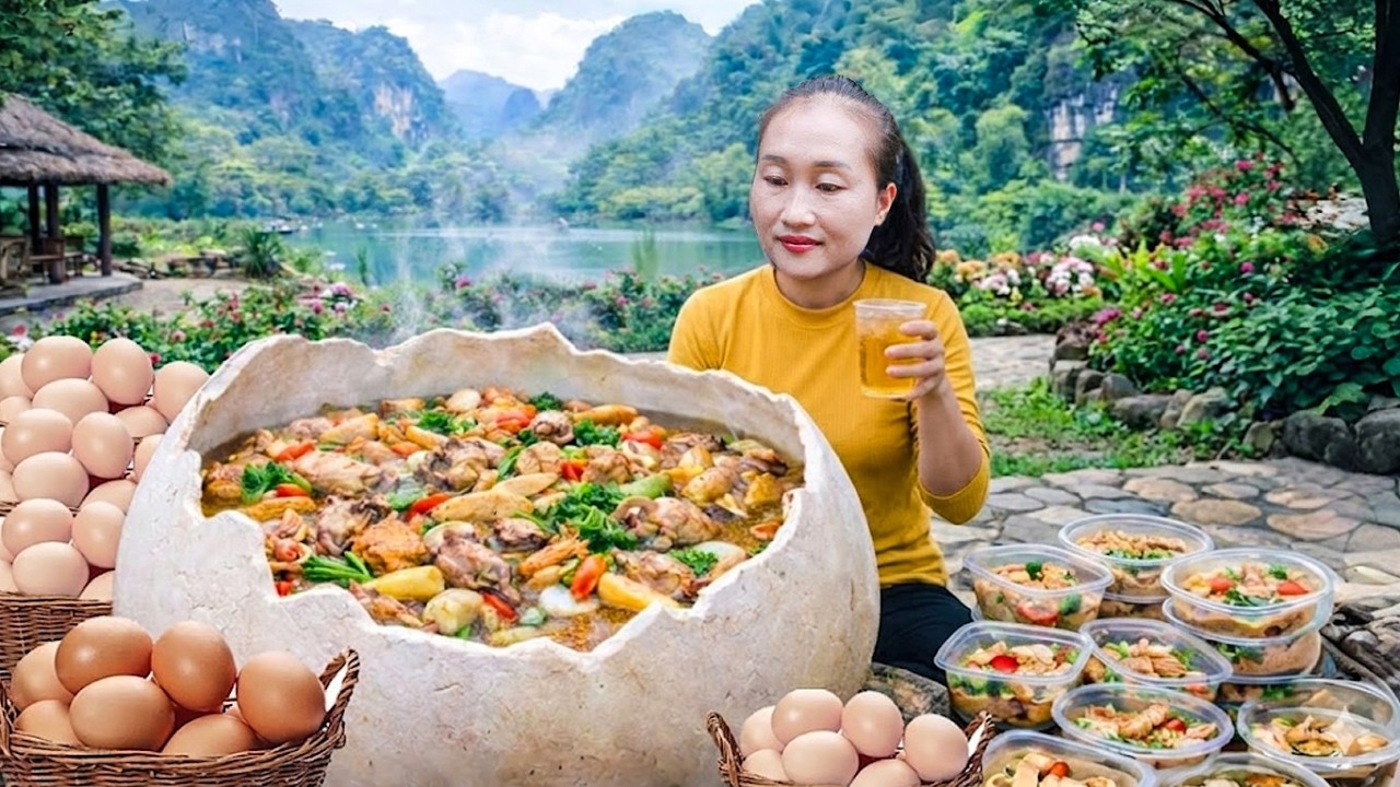 Single girl harvesting duck eggs, pumpkins, how to make bamboo flooring, delicious cooking
