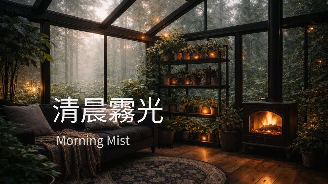清晨霧光｜森林玻璃屋 Soft Morning Mist in a Forest Glass Cabin | Calm Nature Sounds