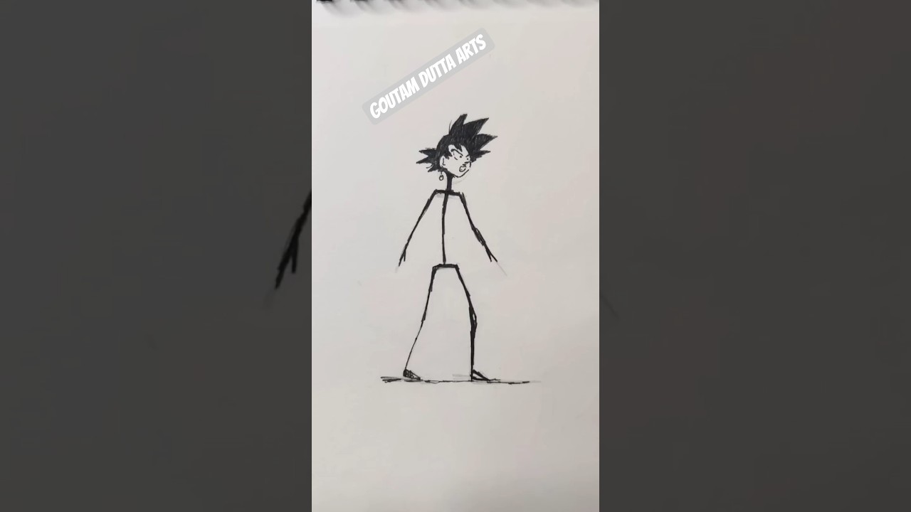 Black Goku from stickman to Thiccman 😱💪#shorts #anime #drawing