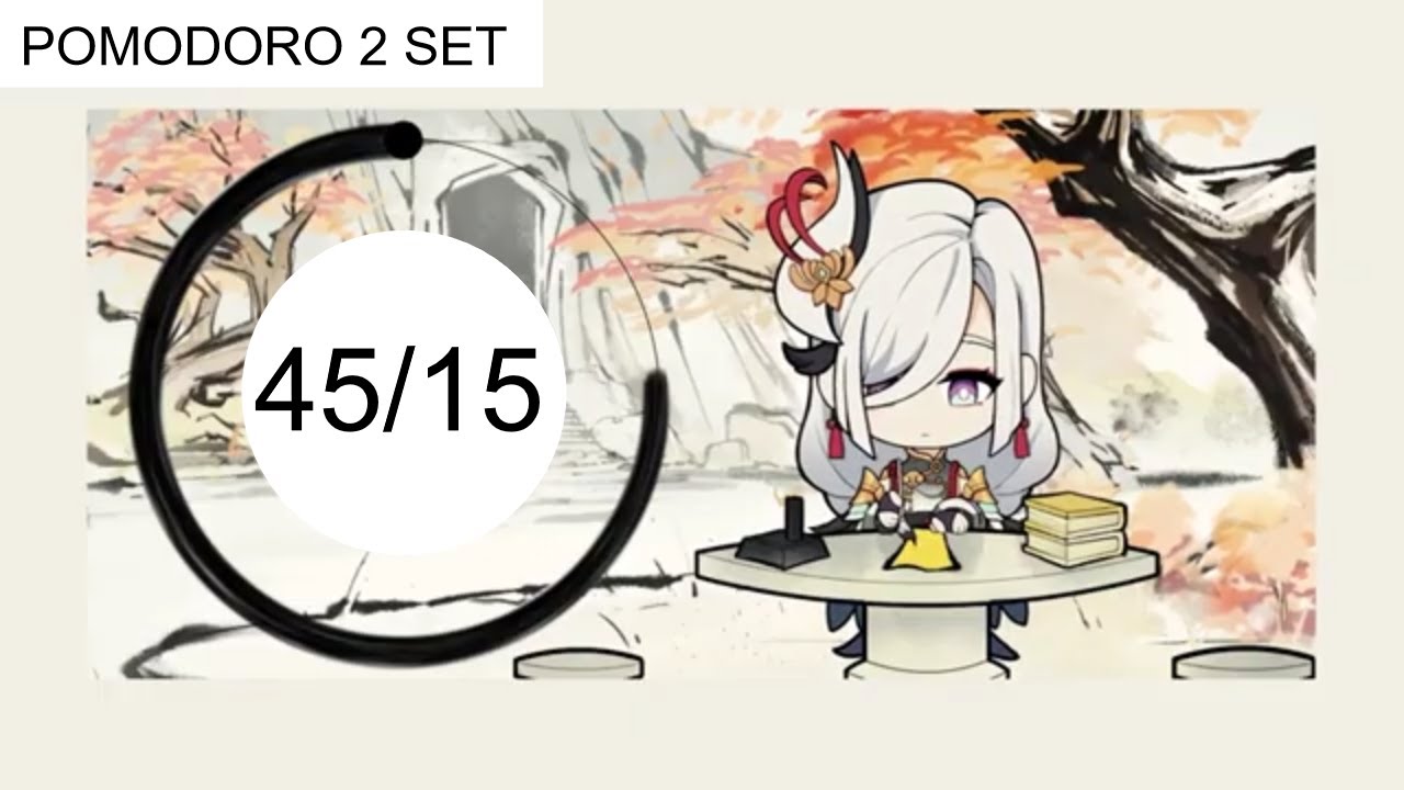 [POV: Study with Shenhe] genshin impact pomodoro 2set (45/15) with relaxing music & forest ambience