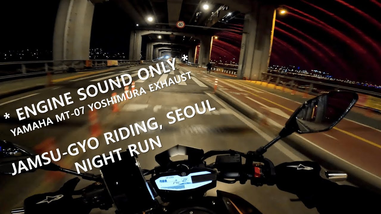 [4K] JAMSU-GYO(Bridge), Seoul Ride | Night Run | ASMR | RIDE POV | MT-07 YOSHIMURA Exhaust