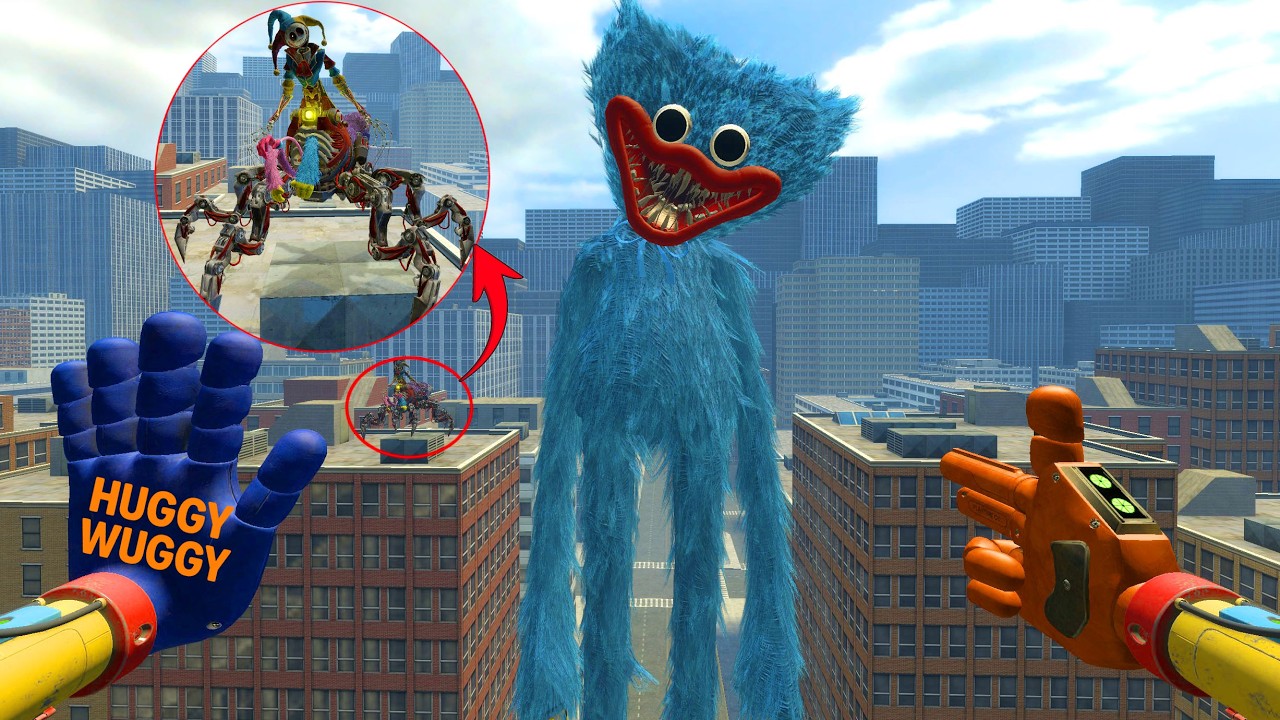 SCARY AND HUNGRY HUGGY WUGGY FROM POPPY PLAYTIME TAKES CONTROL OF THE CITY! | GARRY'S MOD