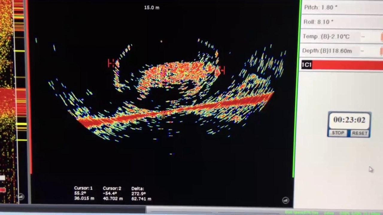 Okhotsk Sea. 100% pollock. Simrad SN90, ES80 and FM90.