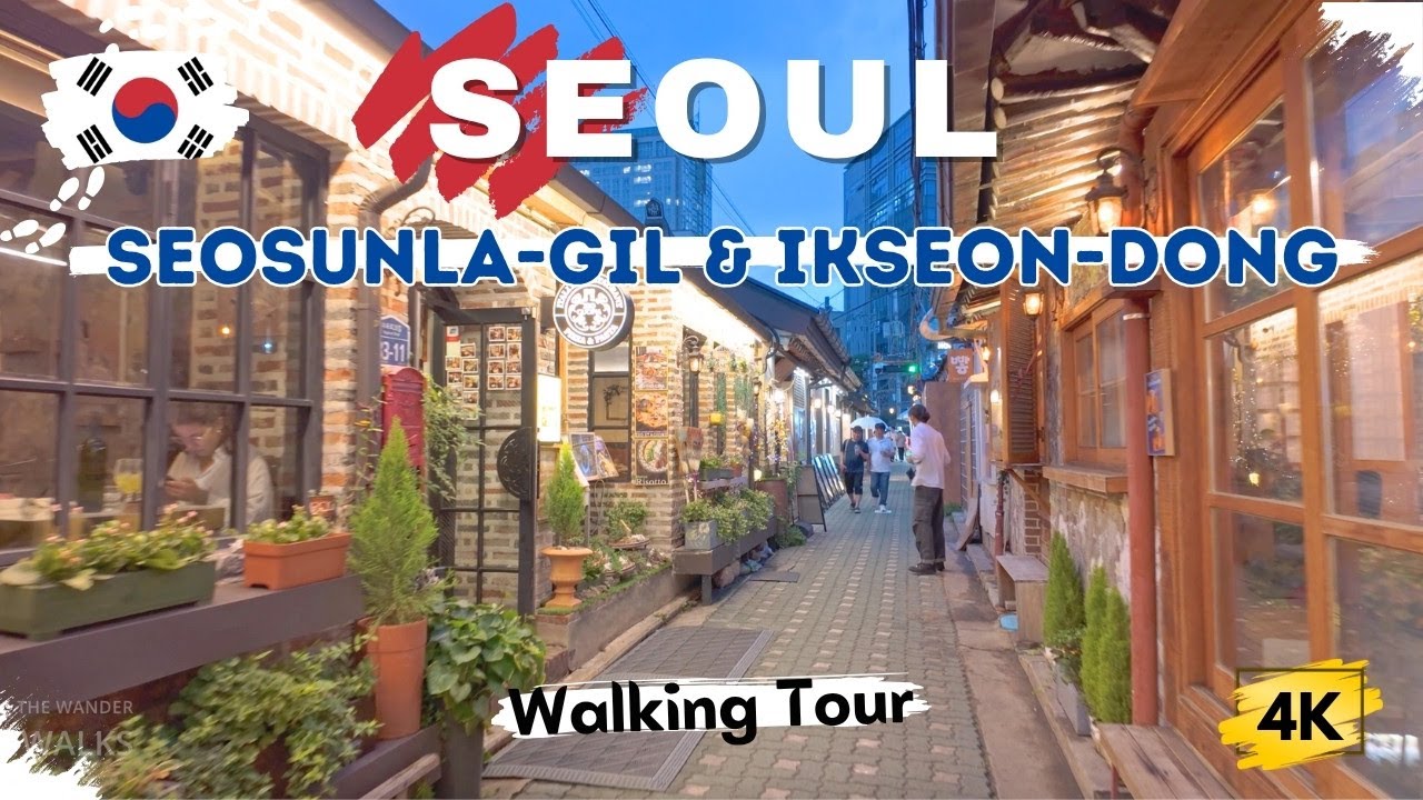 [4K] Romantic Evening Walk in Seoul | Seosunla-gil to Ikseon-dong : Cafés, Lights & Hiden Alleys