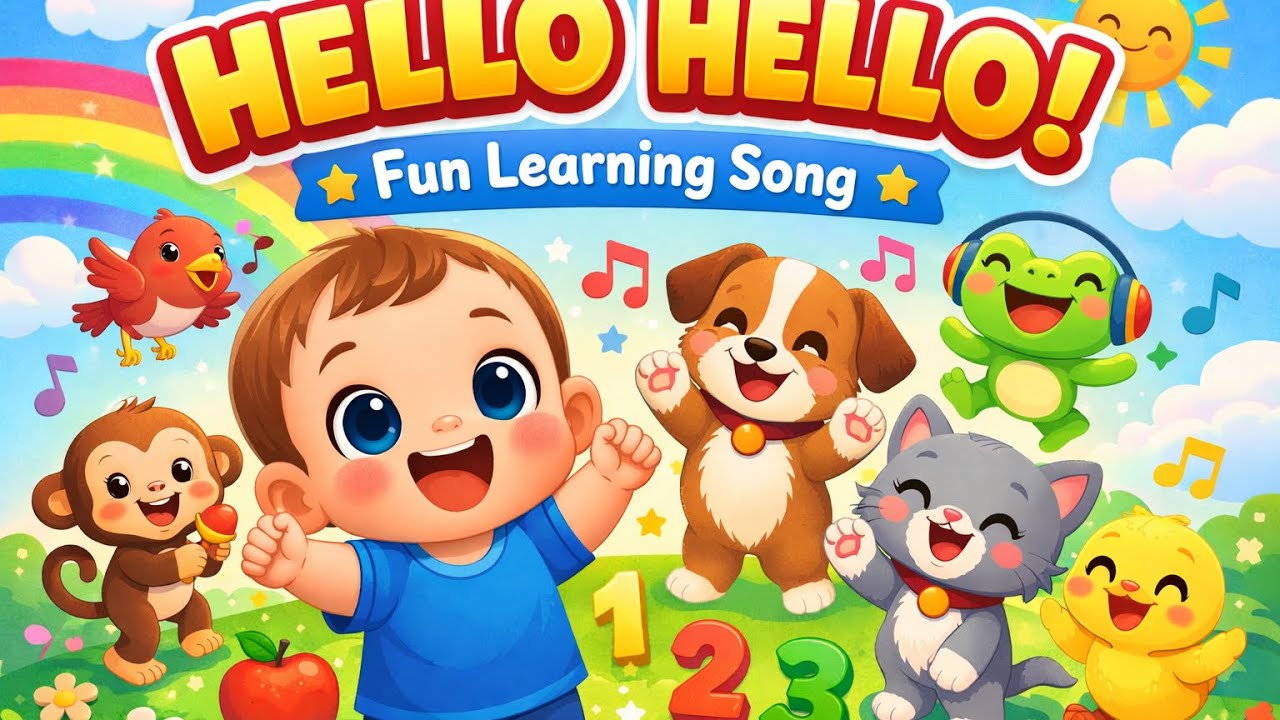 Hello Hello Little World 🌍 | Fun Learning Song for Kids | Colors, Numbers & Actions