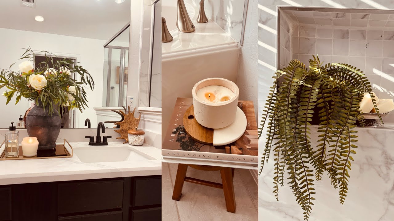 DIY+ Decoración de transición del baño principal de mi hogar de invierno a primavera