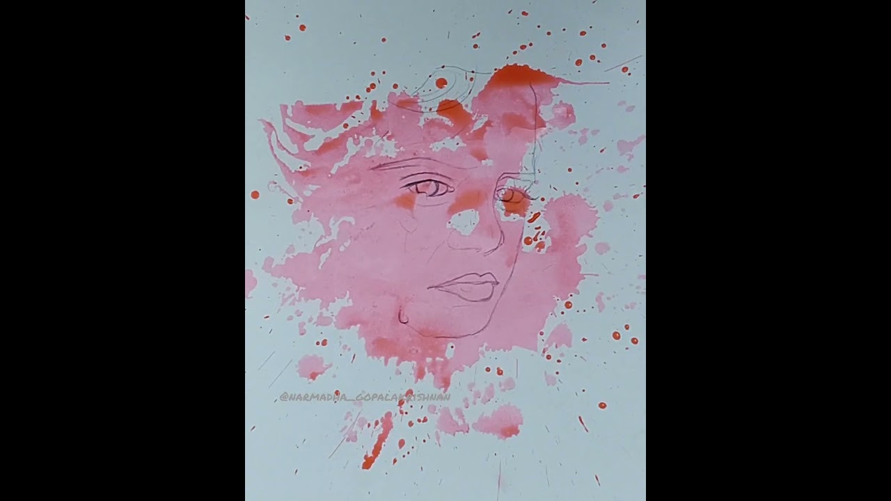 INKTOBER /Blood painting/ink painting/Drip/Blood art/Watercolor painting/Face drawing/Crying/Sad/