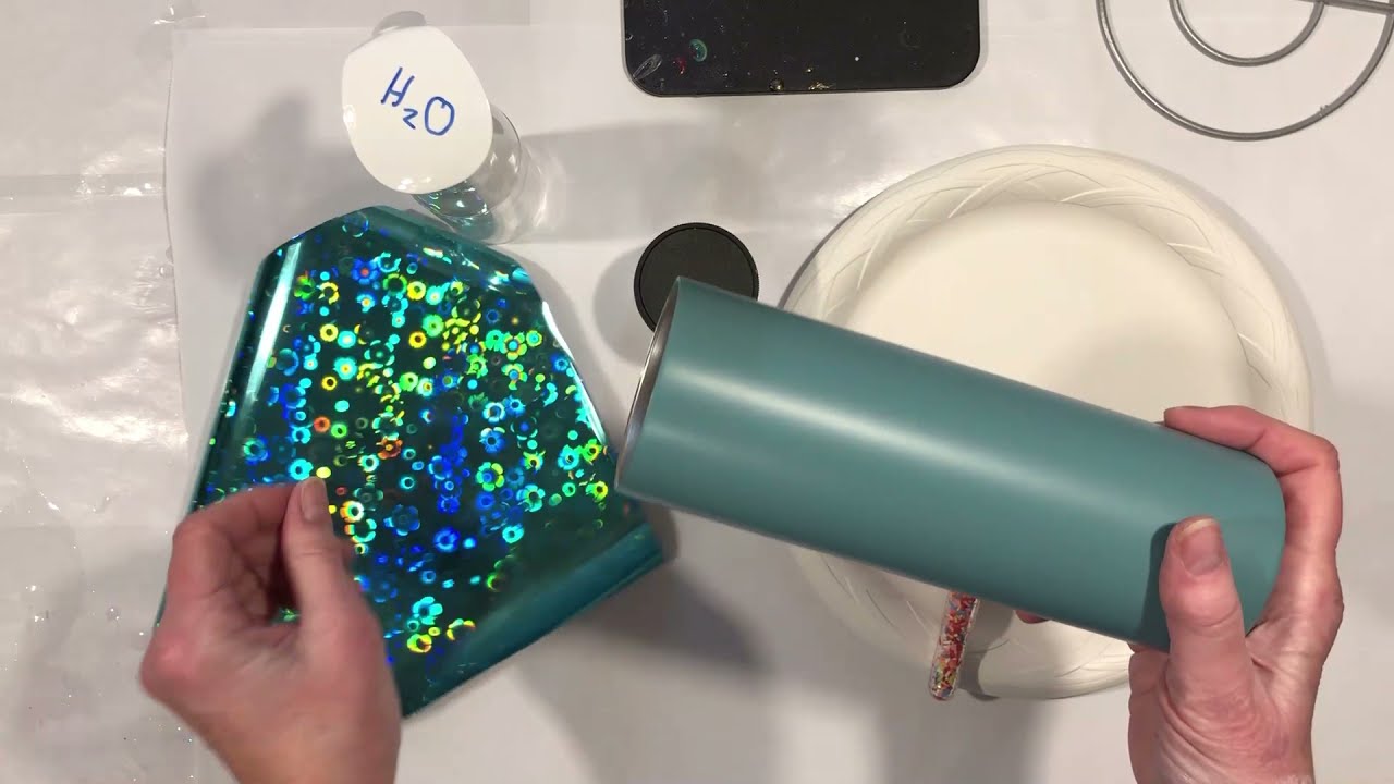 Holographic Transfer Foil Aqua Daisies on a Tumbler - FUBAR Forced a Pivot!