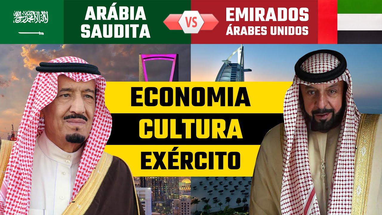 Comparando PAÍSES - ARÁBIA SAUDITA vs EMIRADOS ÁRABES UNIDOS, Economia, Cultura, Força Militar...