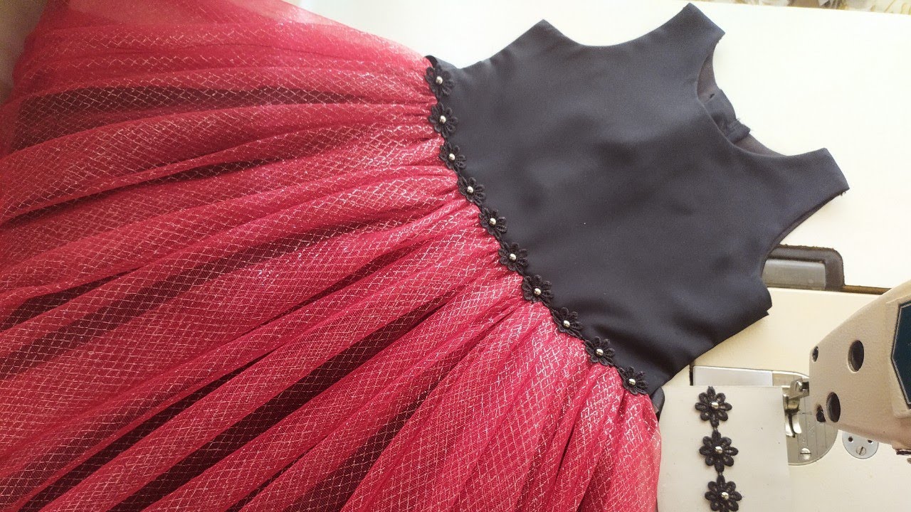 Party Wear Baby Frock Cutting And Stitching With Head Band For Five Years Old