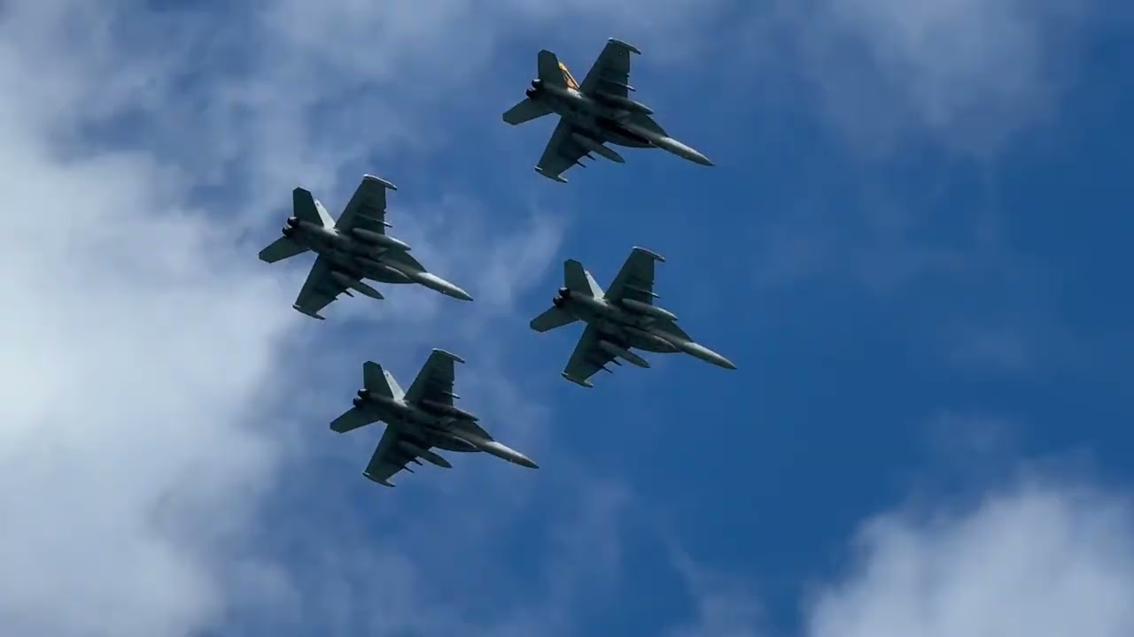 Military aviation action at Kadena Air Base&mdash; F-15E,      E/A-18G, F-16