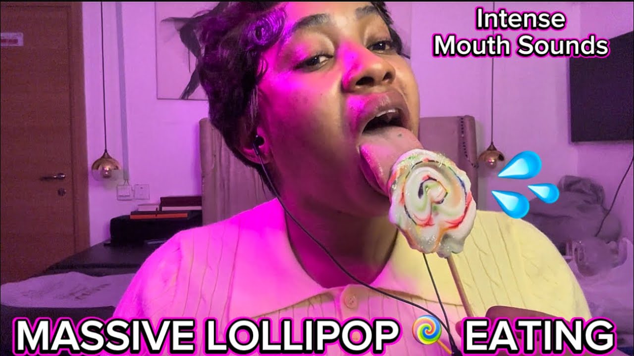 ASMR HUGE  LOLLIPOP EATING & CHEWING🍭 MIXED FLAVOR, TINGLY CLOSE UP MOUTH SOUNDS ,INAUDIBLE WHISPERS