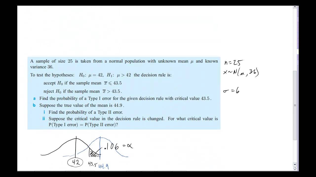 Finding the Probability of a Type II error 2