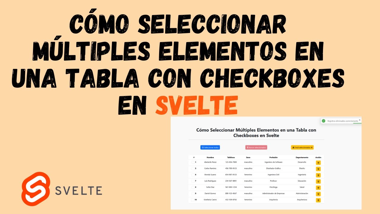 Cómo Seleccionar Múltiples Elementos en una Tabla con Checkboxes en Svelte