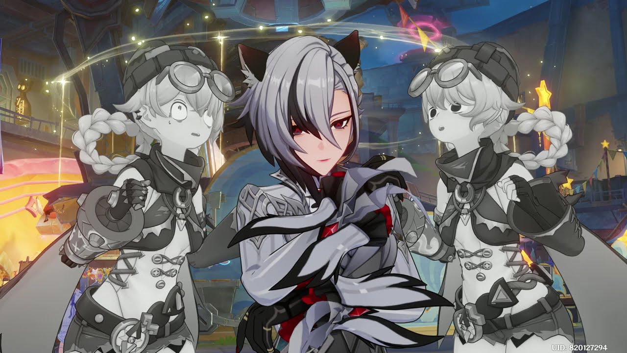 Jahoda's expression for one minute after witnessing Arlecchino wear cat ears [Genshin Impact / 原神]