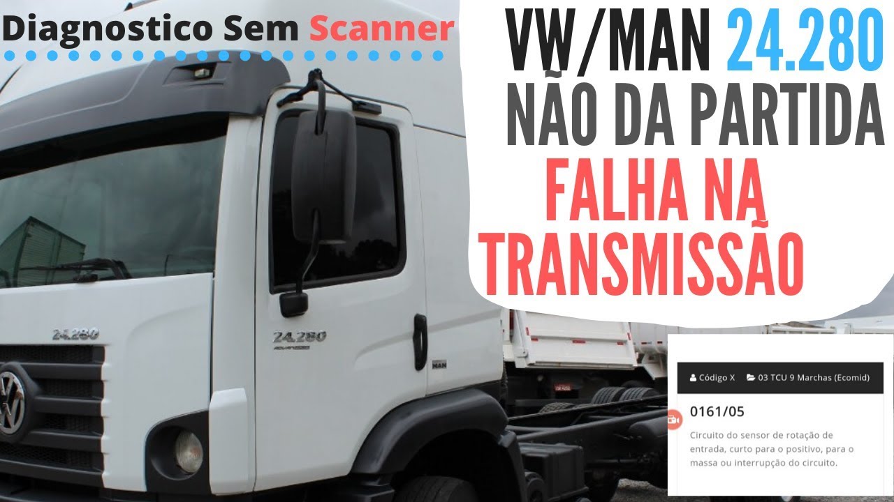 vw/man 24.280 Não da Partida, Falha na Transmissão, diagnostico com aplicativo sem usar scanner.
