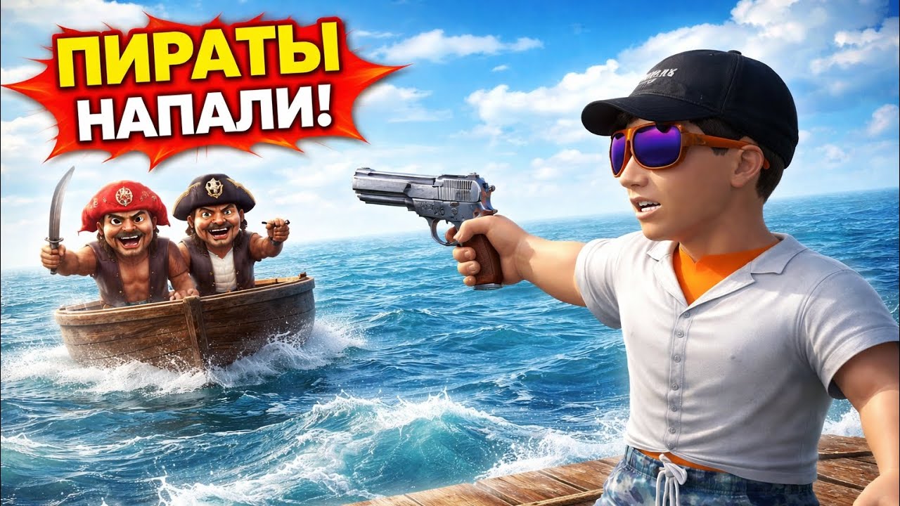 Выживание на плату в океане 🤯 на меня напали пираты и ограбили меня🥲