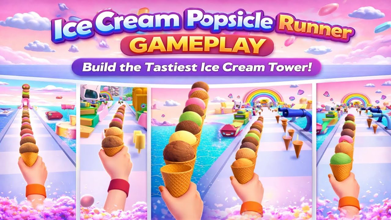 Ice Cream Popsicle Runner Game Gameplay | Crazy Tall Ice Cream Tower Challenge 🍨🔥
