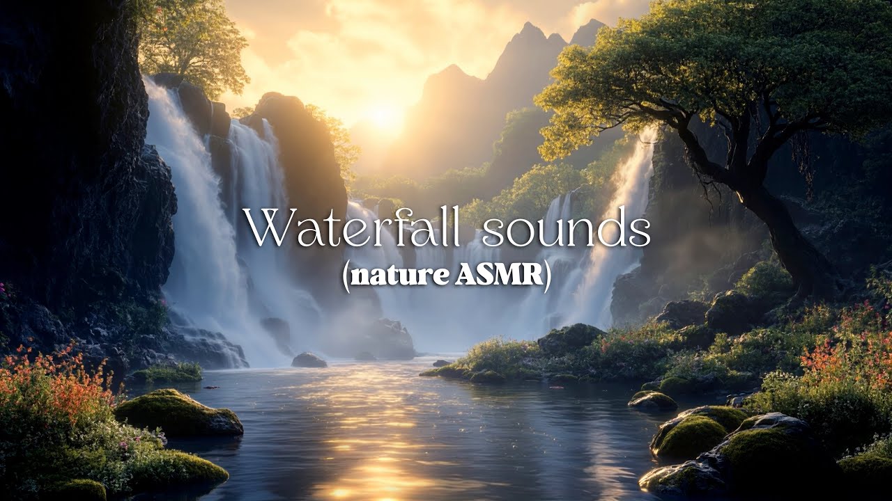 Relaxing Waterfall Sounds for Sleep (Nature, birds singing and waterfall ASMR)