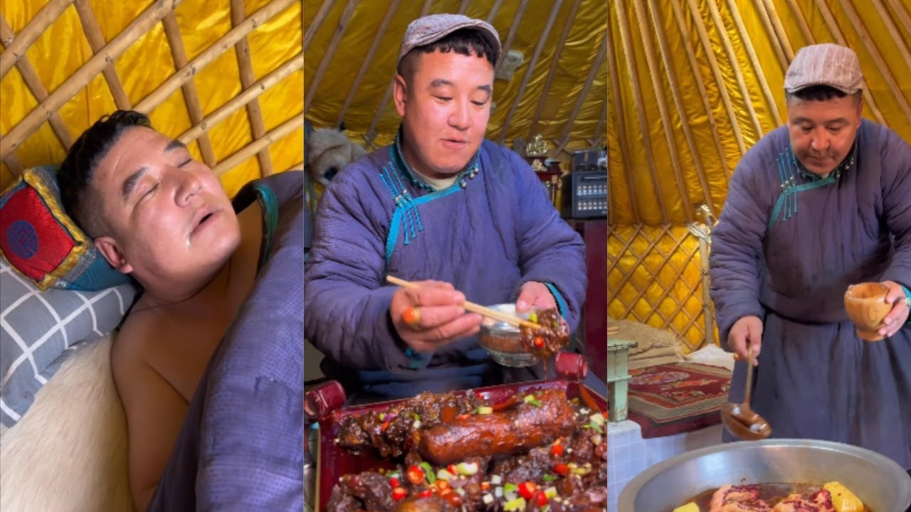 原始的蒙古人生活就是这样！93 #美食#烹饪 #蒙古