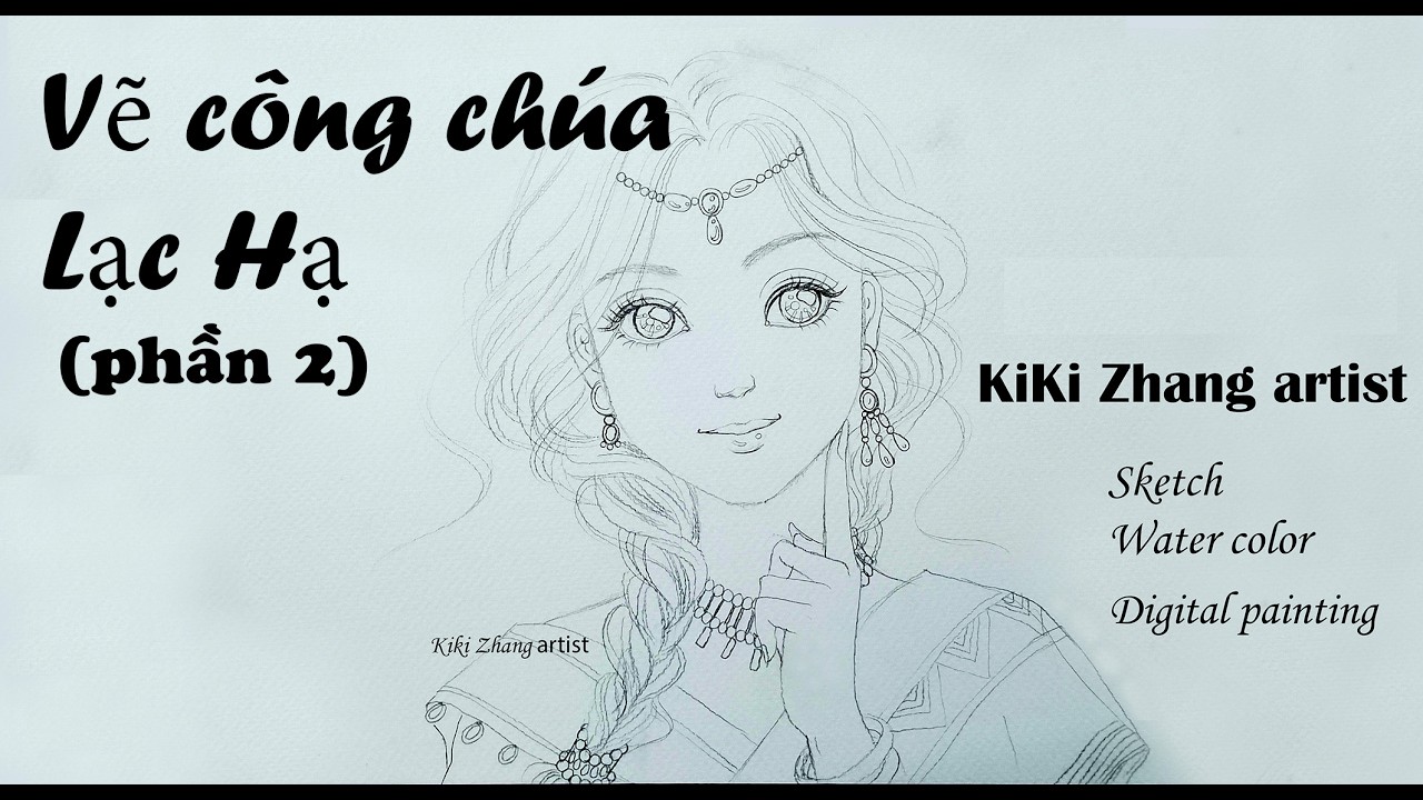 Kiki Zhang artist Vẽ công chúa Lạc Hạ (phần 2)#semi #beauty #watercolor #cotrang #anime #princess