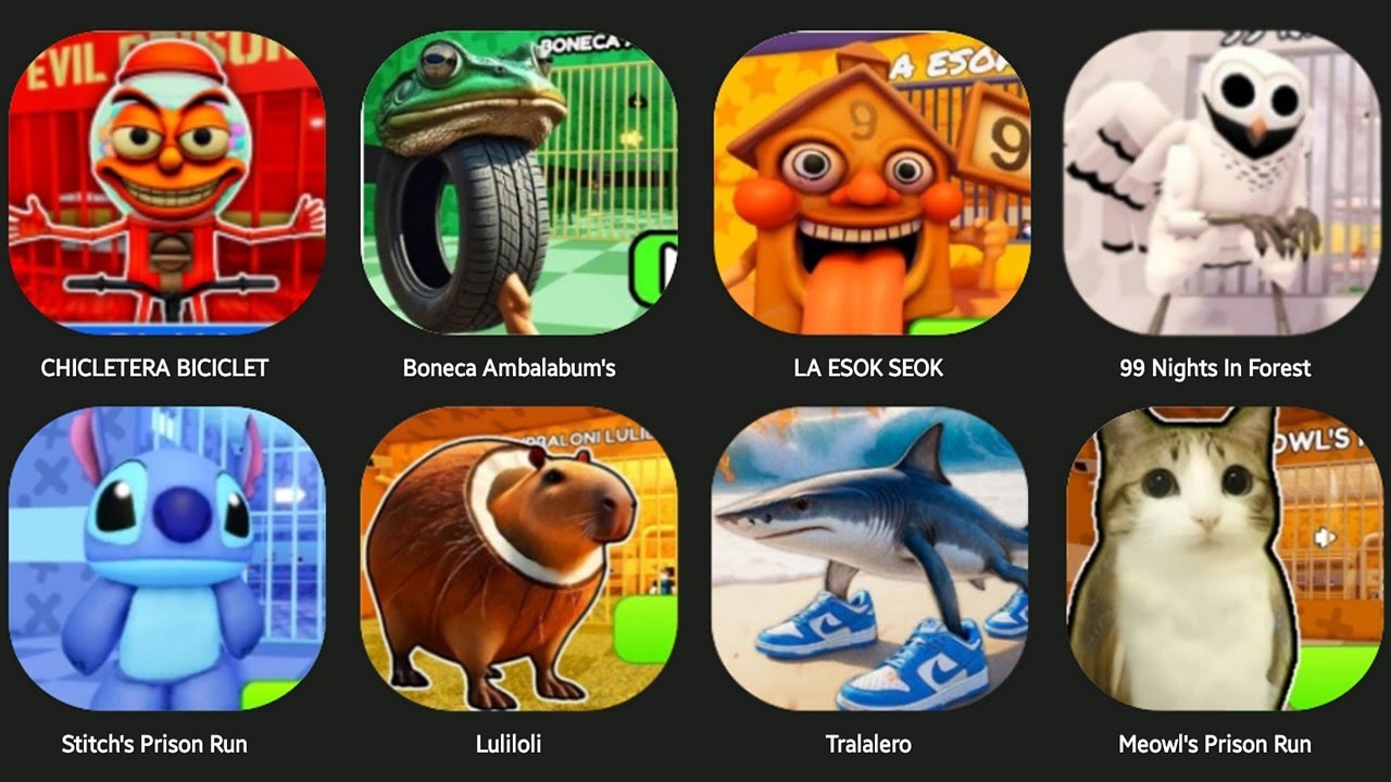 EVIL CHICLETERA BICICILETA,LA ESOK SEOK,STITCH'S PRISON RUN,LULILOLI,BONECA AMBALABUM,TRALARELO OBBY