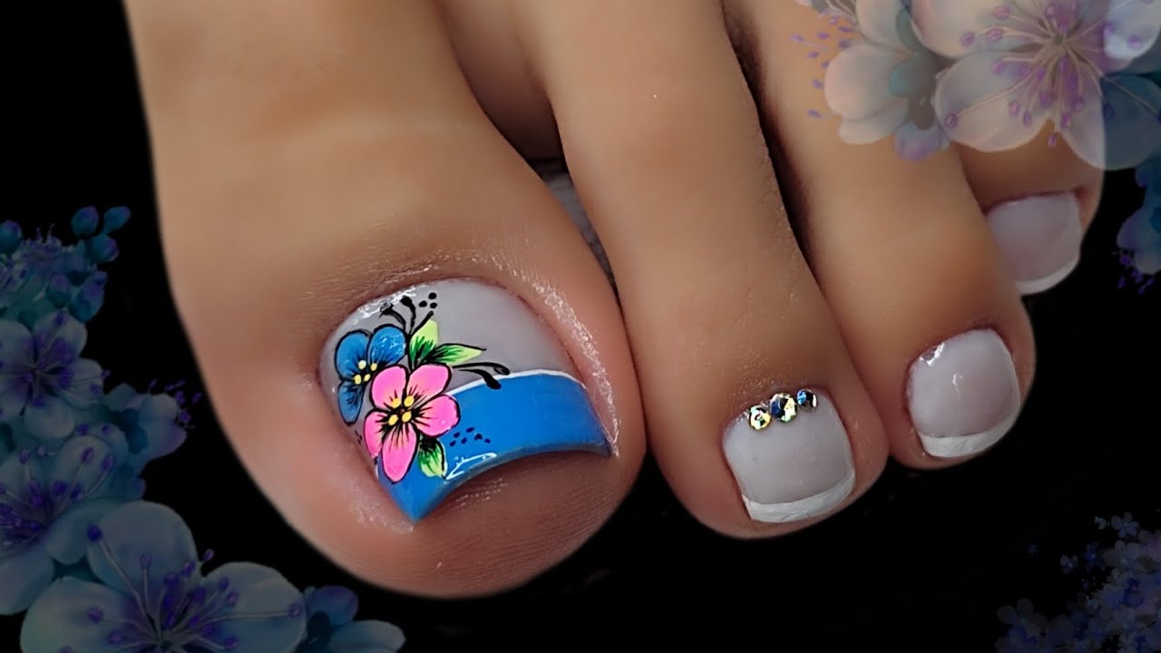 Como hacer flores en tus uñas / diseño de uñas para pies #nailart #naildesing