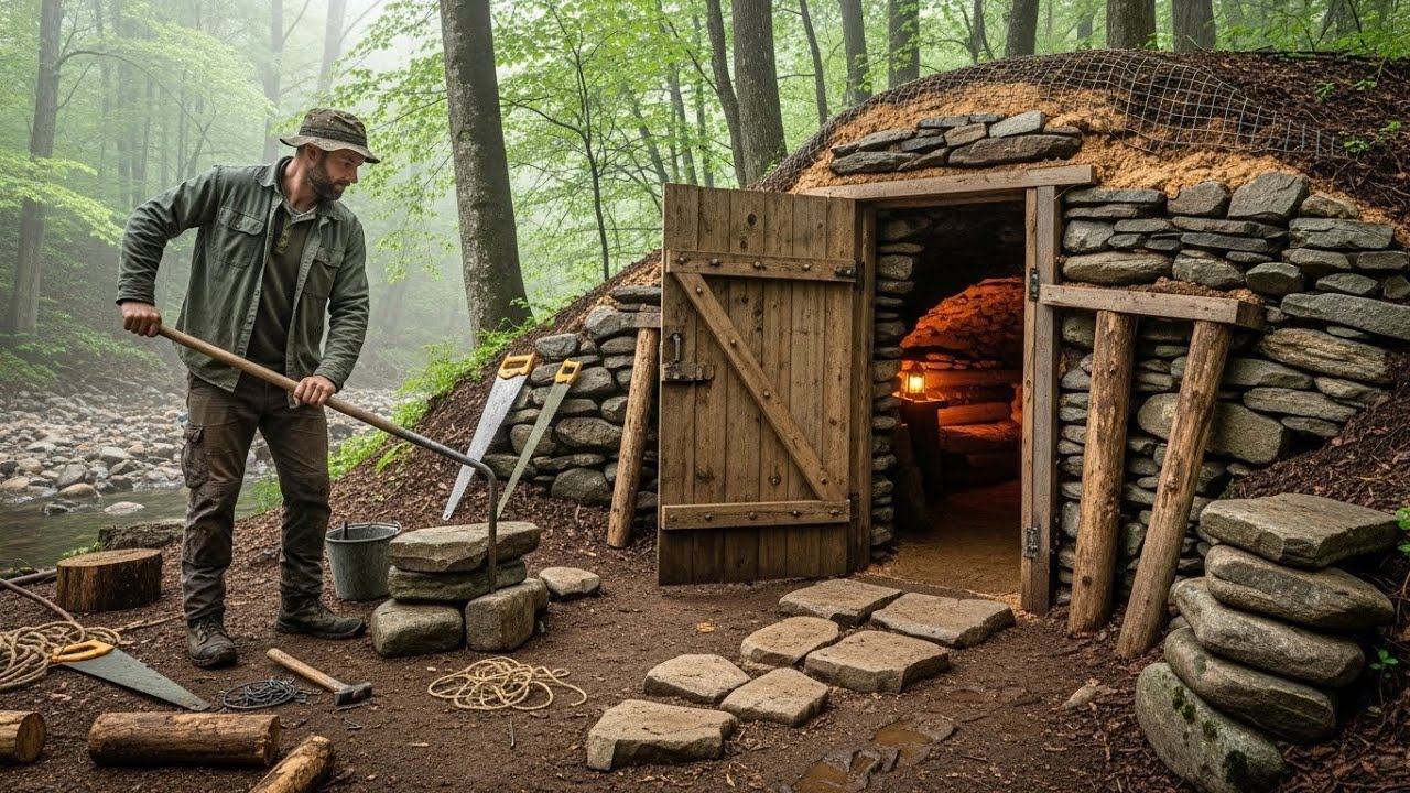 Man Builds a Cozy Bunker Inside a Rock Cave to Survive 30 Days