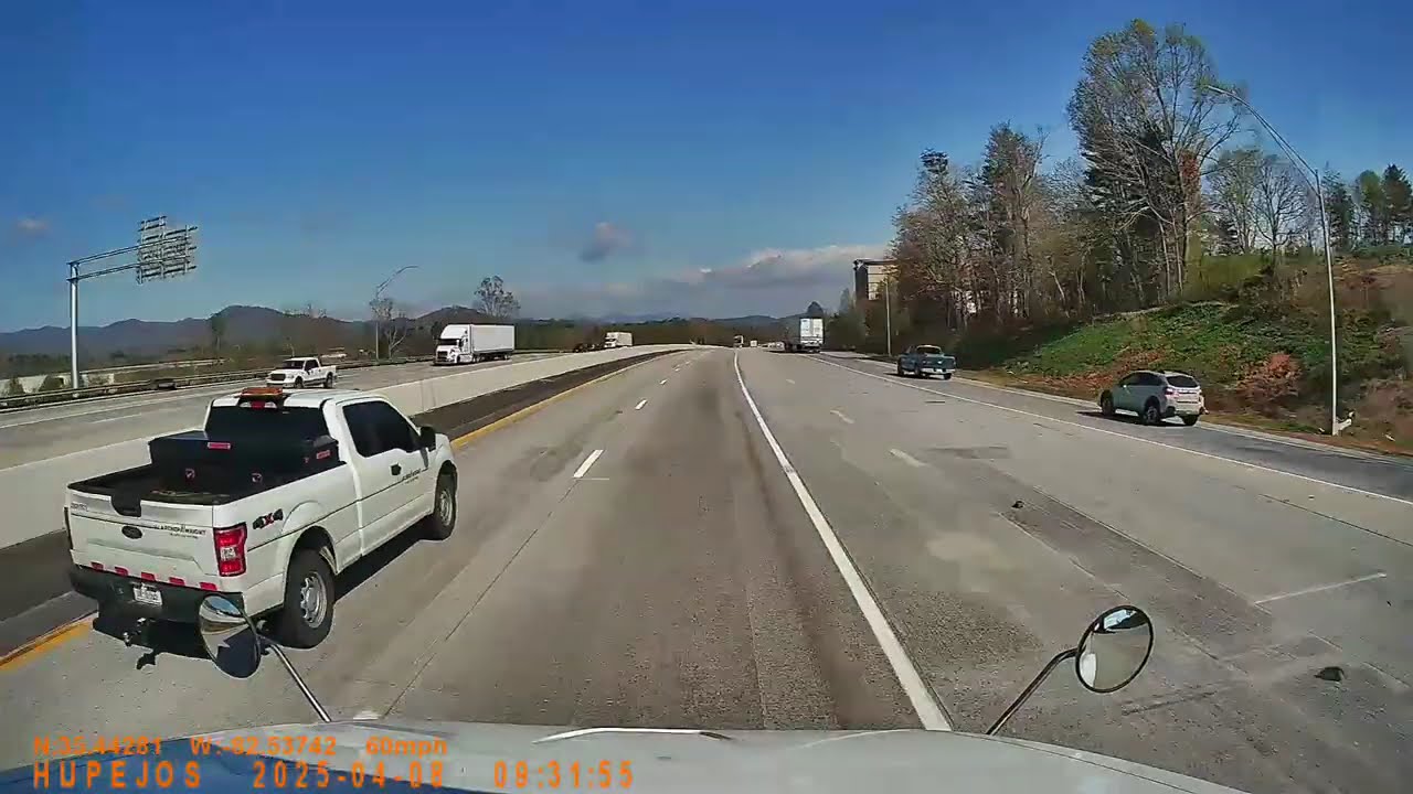 Driving a Heavy Truck on I-40 Border between Tennessee and North Carolina