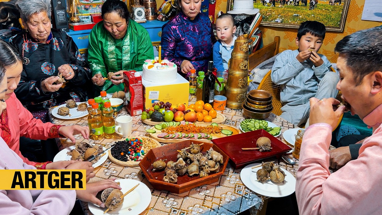 Grandma's Birthday Feast! A Day with a Mongolian Nomad Family!