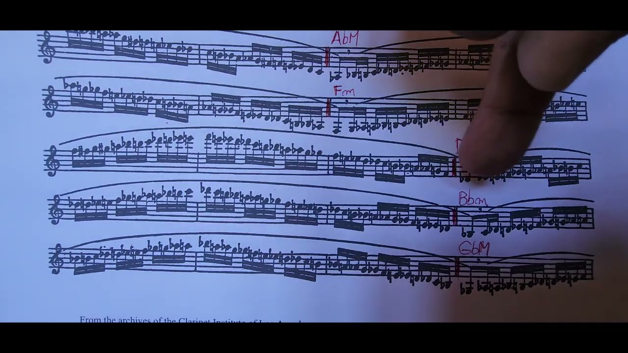 ESCALAS CROMÁTICAS DE RÉ BEMOL MAIOR E SI BEMOL MENOR PARA CLARINETAS