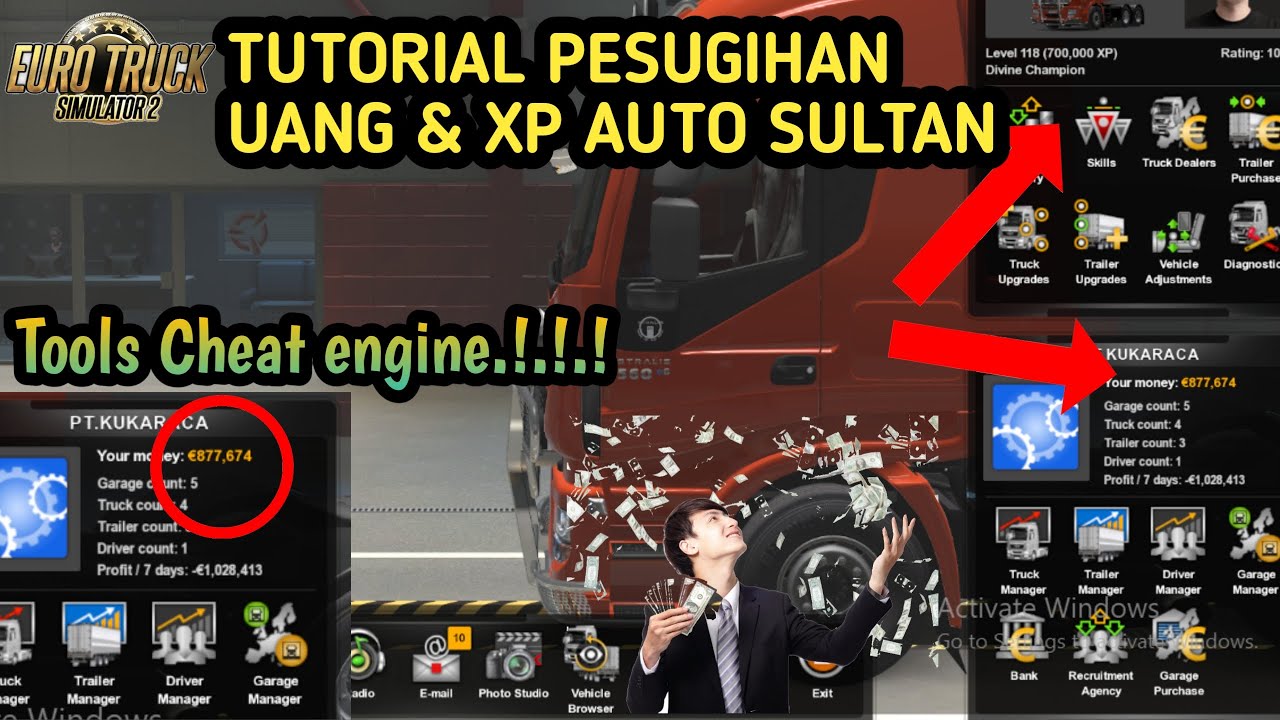 Cara Menambahkan Uang & XP Di Game Euro  Truck Simulator 2 Menggunakan Cheat Engine | TUTORIAL
