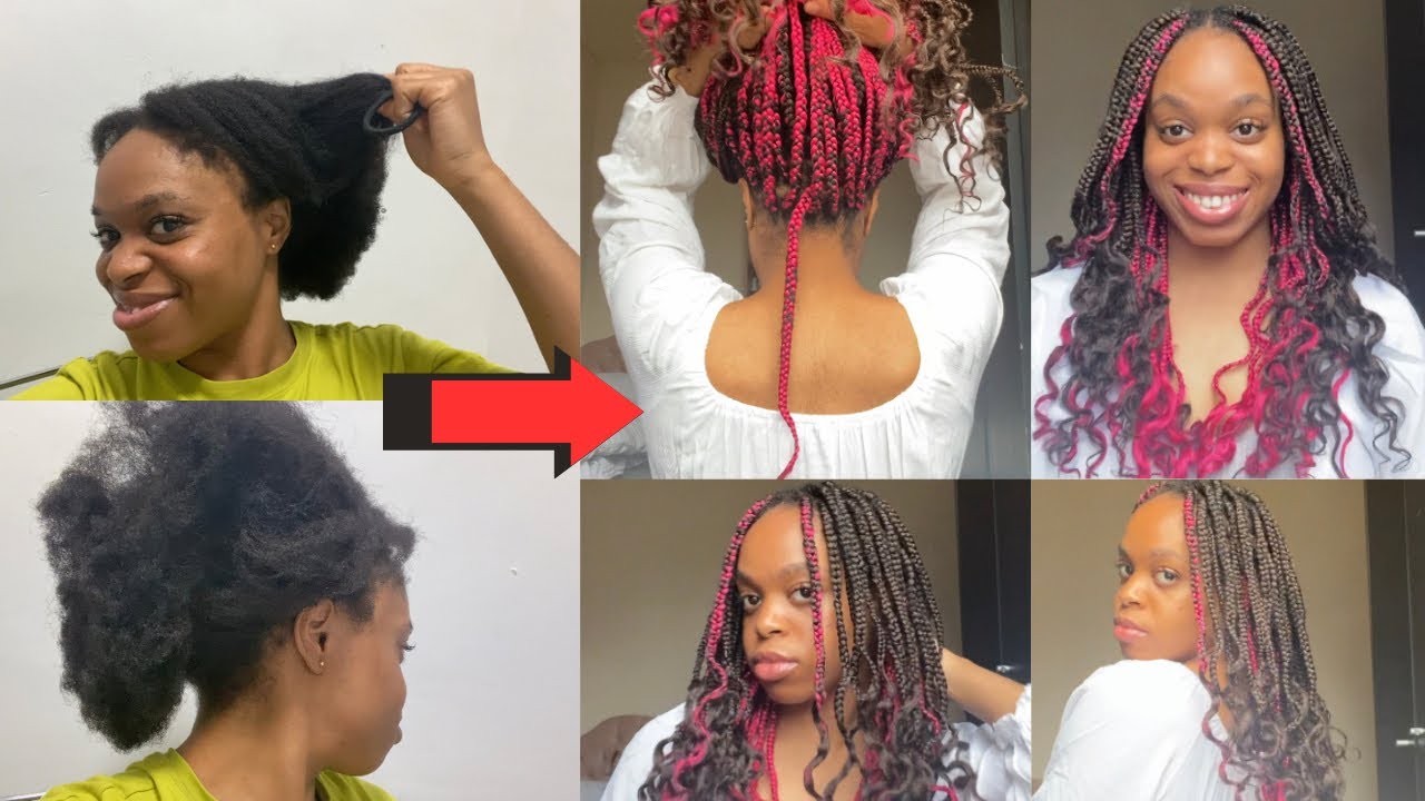Hair transformation/ Pink peekaboo braids 💖