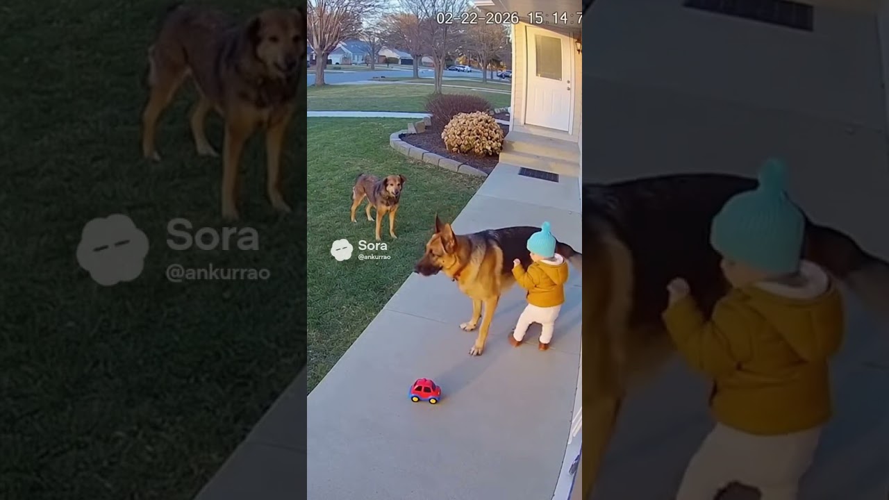 Dog Babysitting Baby Protected From Unexpected Visitor 🐕