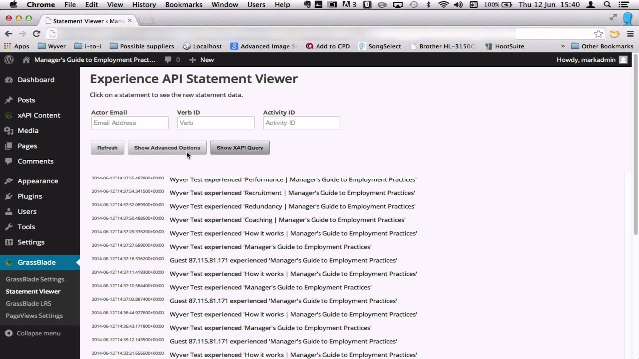 Collecting learning activity data via xAPI