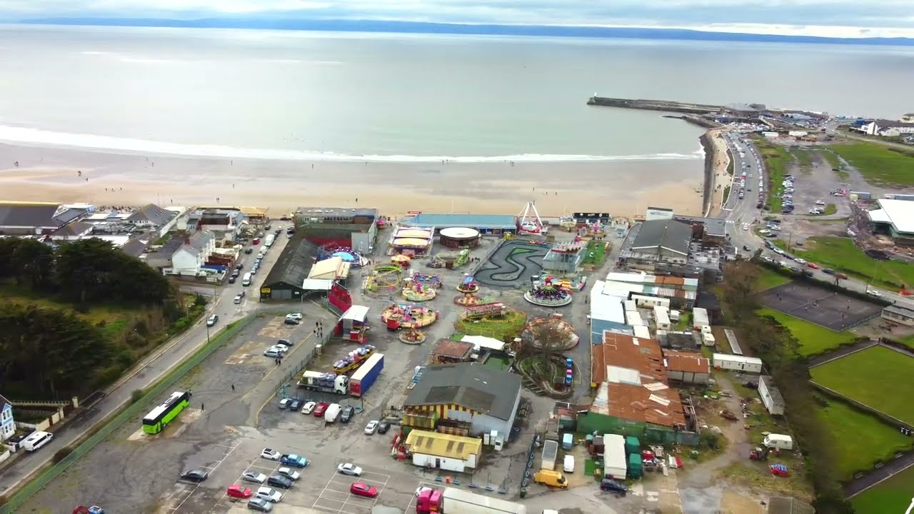 Porthcawl Drone: Fair, Hi Tide, Monster Park, Beach + Aldi