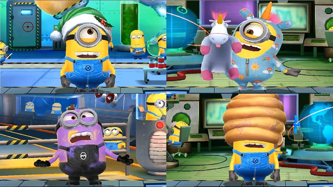 Santa carl / Disguised / Fluffycorn / Beehive carl Minion Rush room 1-4 android gameplay walkthrough