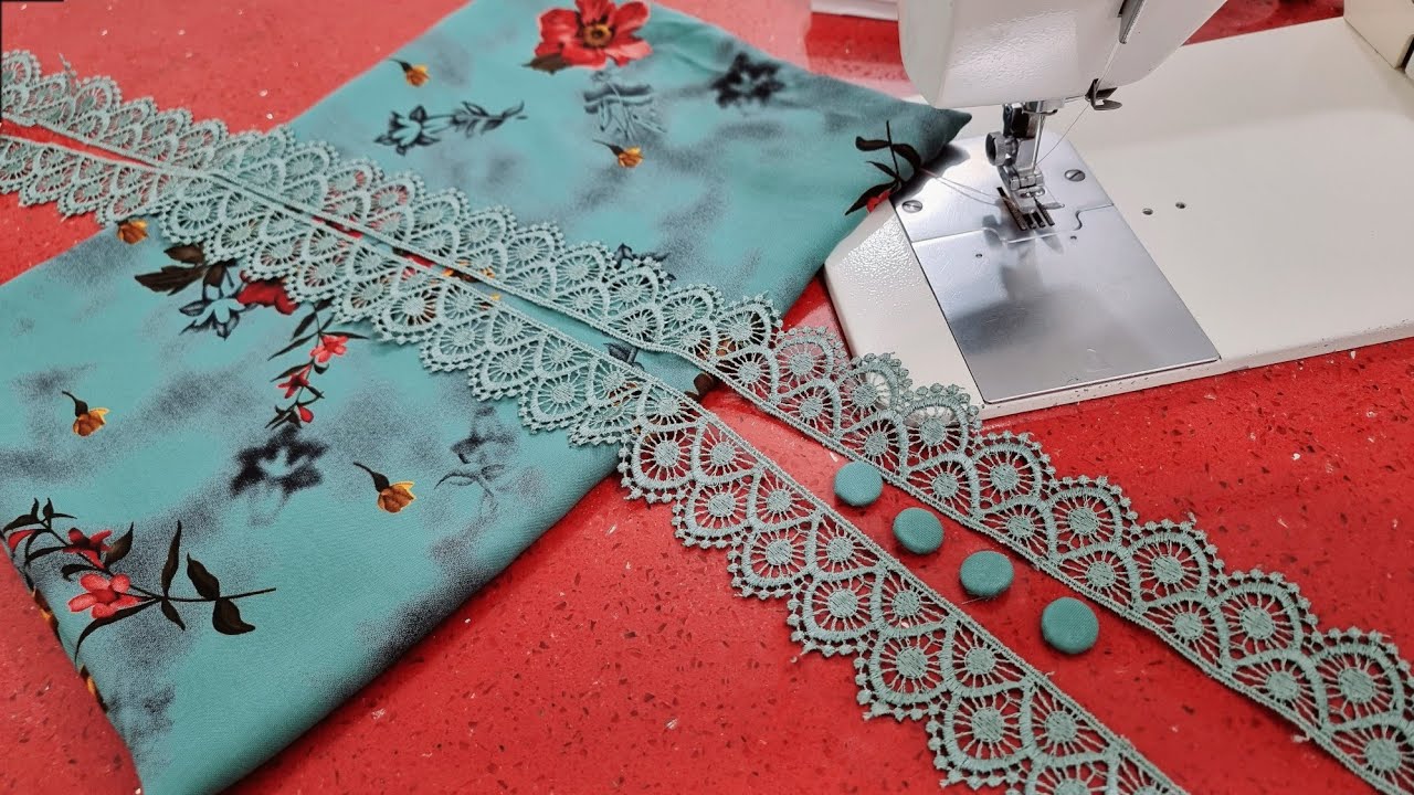 beautiful neck design with lace/ cutting and stitching/ size XL