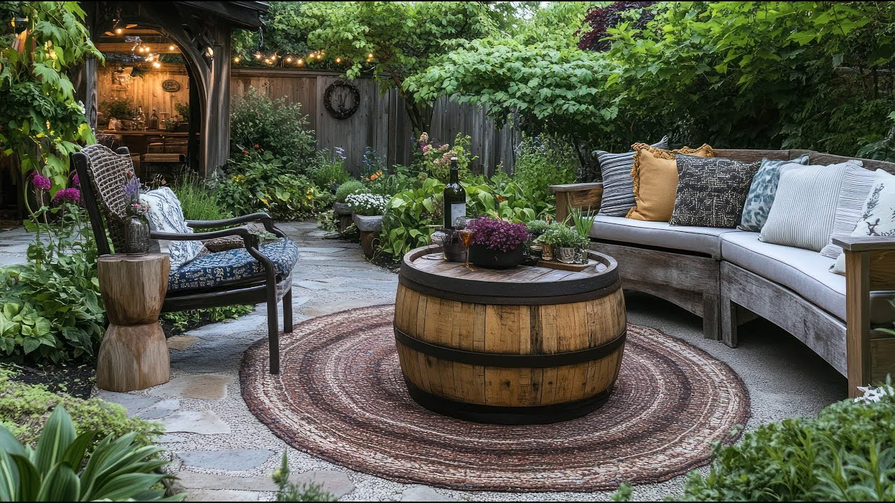 Create Outdoor Living Trends: Crafting A Rustic Farmhouse Courtyard As A Small Garden Paradise