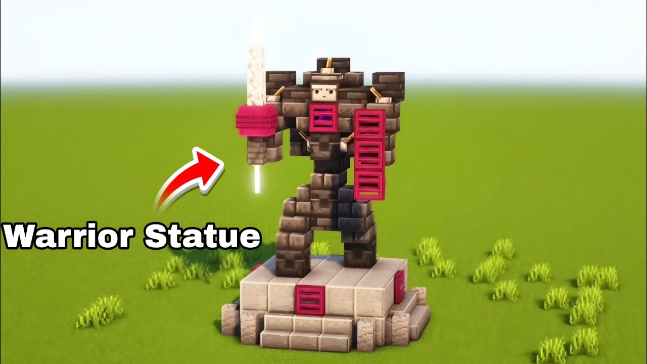MINECRAFT:Warrior Statue 🗿 Build Hacks You Didn't Know!