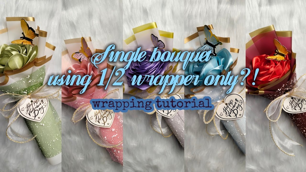 HOW TO WRAP USING 1/2 WRAPPER ONLY ✨ | SINGLE BOUQUET