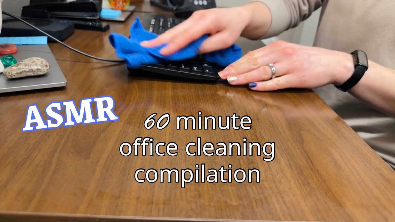 ASMR 60 MINUTE office cleaning compilation - no talking, NO MID-ROLL ADS #asmr #asmrcleaning