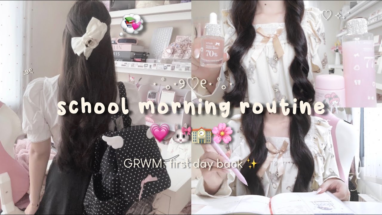 School Morning Routine 🎀 GRWM First Day Back (Aesthetic + Skincare)
