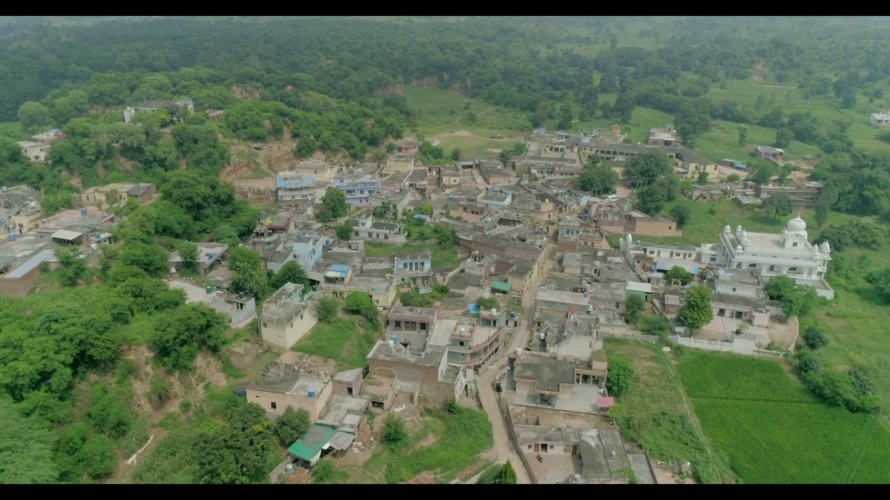 drone over small indian village