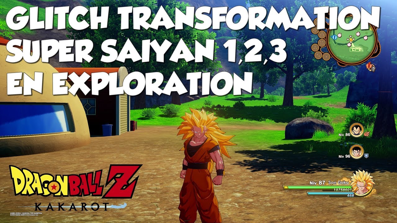 [DRAGON BALL Z KAKAROT] GLITCH TRANSFORMATION SUPER SAIYAN 1/2/3 EN EXPLORATION [FR] (PS4 PRO)