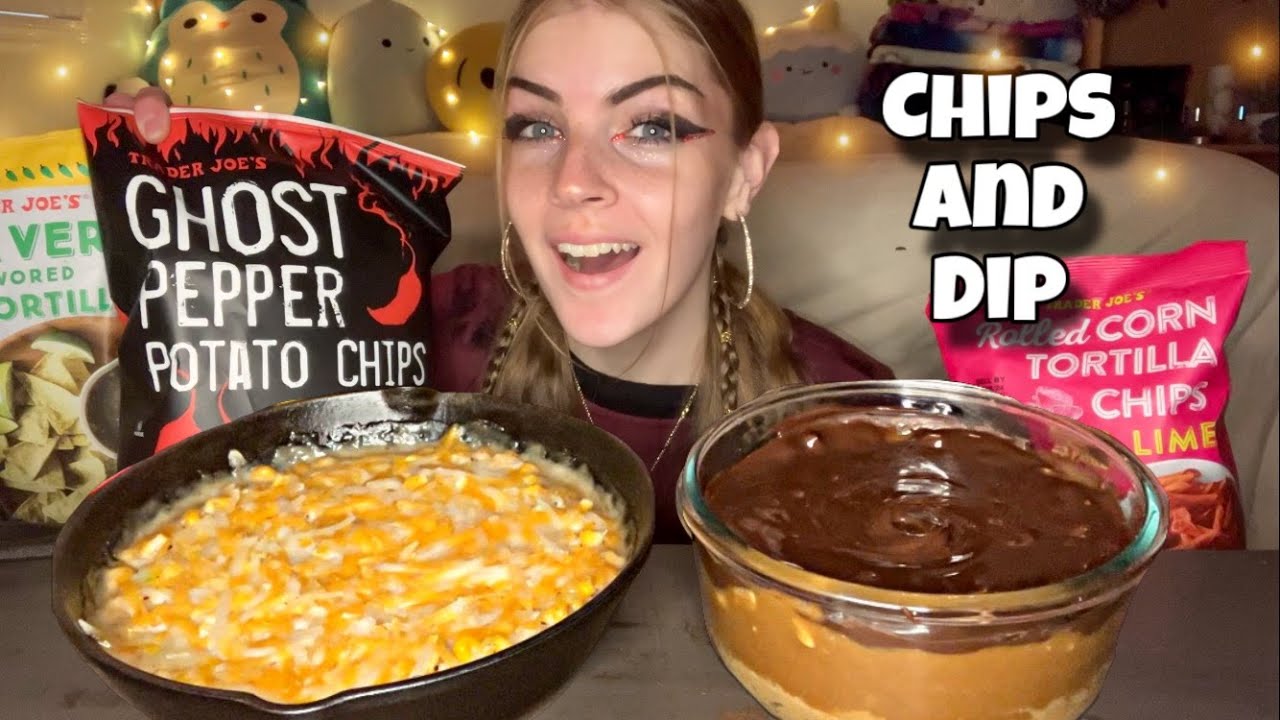 Чипсы и дип Мукбанг! (Корейский кукурузный сыр, Сникерс) (Веганский)