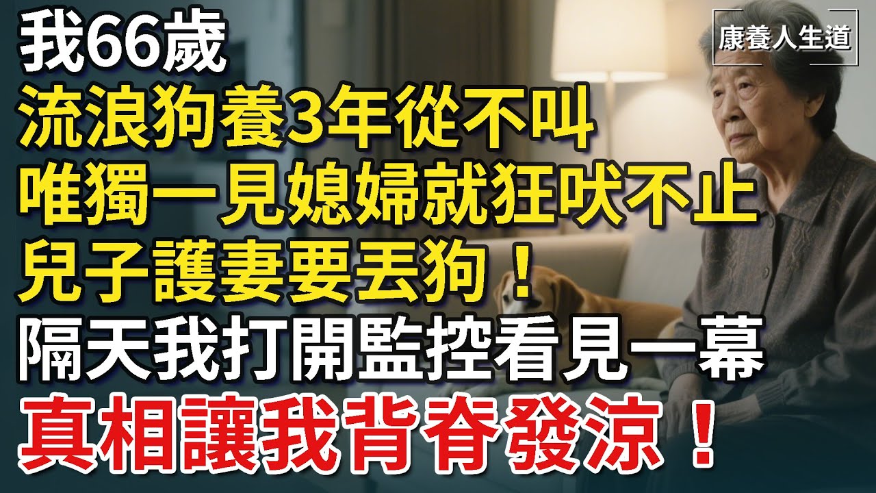 我66歲，流浪狗養3年從不叫，唯獨一見媳婦就狂吠不止！兒子護妻要丟狗！隔天我打開監控看見一幕，狗叫的真相讓我背脊發涼！【康養人生道】 #康養人生道 #上了年紀該明白的事 #養老 #聰明老人 #長壽秘密